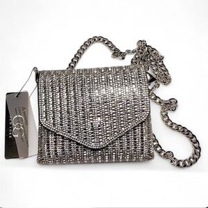 CoG New York Rhinestone mini encrusted Elegant Evening Silver crossbody Bag NWT